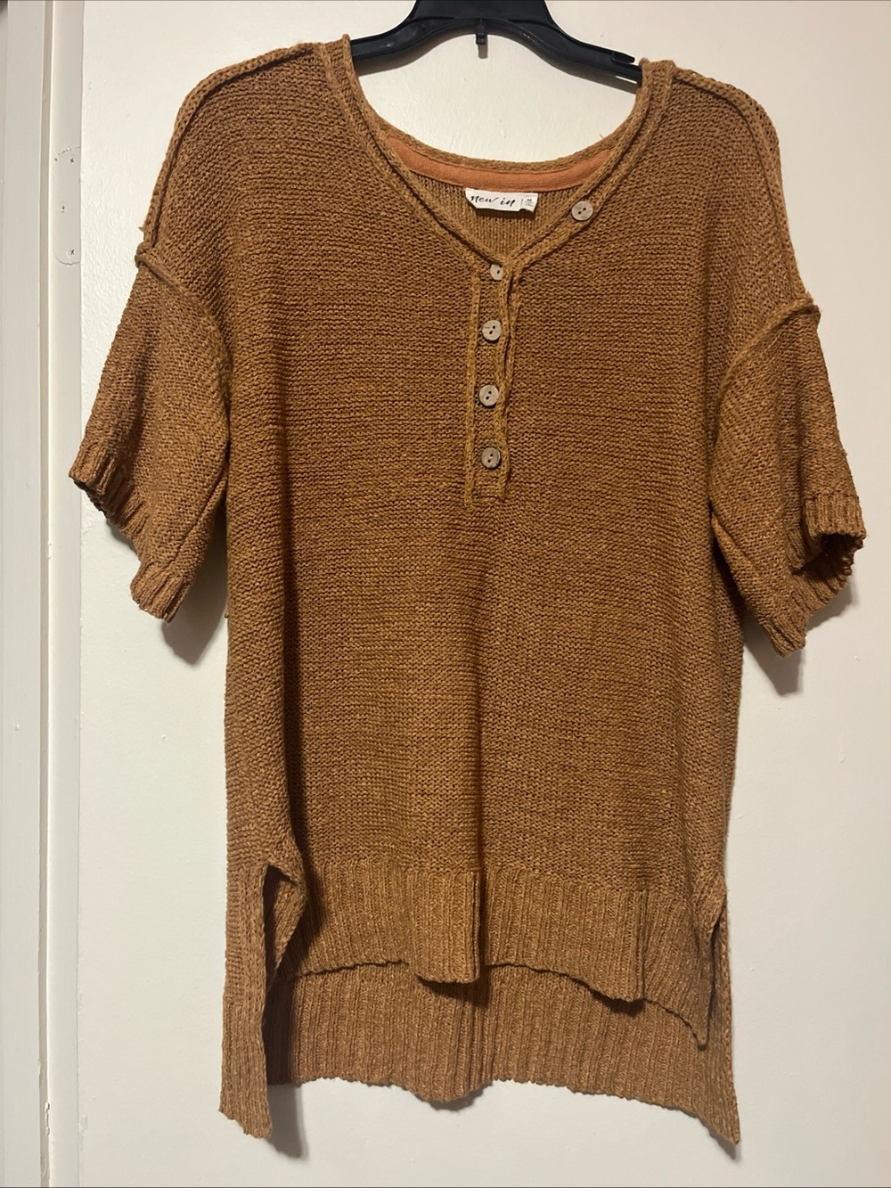 New In Casual V-Neck Knit Short Sleeve Sweater